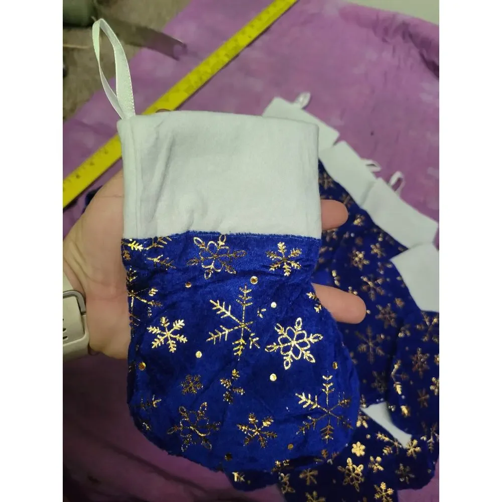 Silver & Blue Christmas Stockings Set of 12 Mini